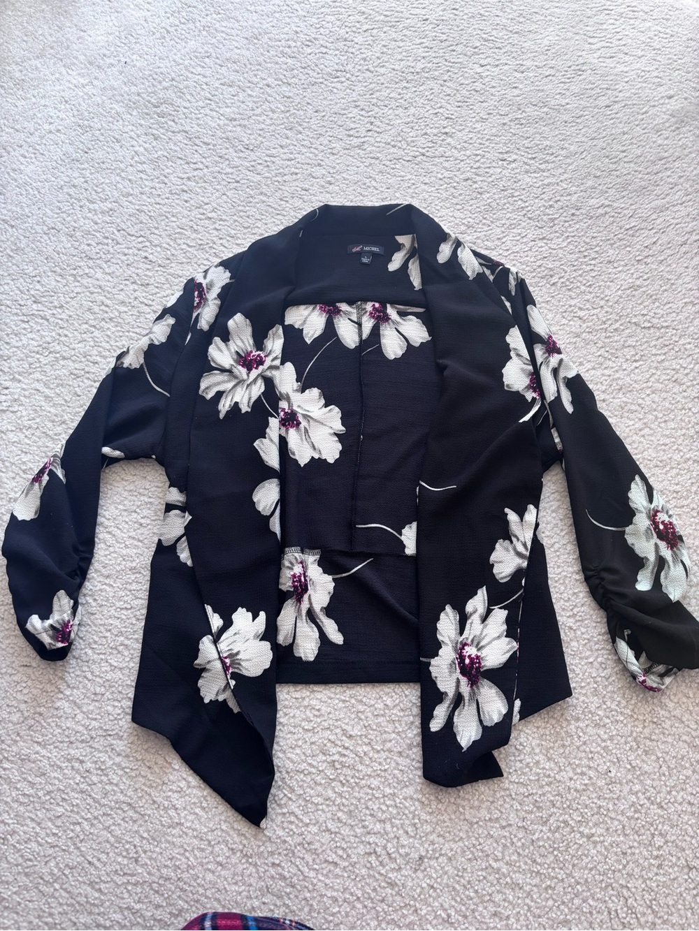Michel Open-Front Blazer-Cut Blouse
